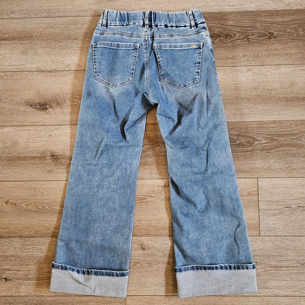 Bevy Flog Jasmine Cropped Jeans Womens 26 Blue Pull On Elastic Waist Wide Leg - Picture 8 of 9